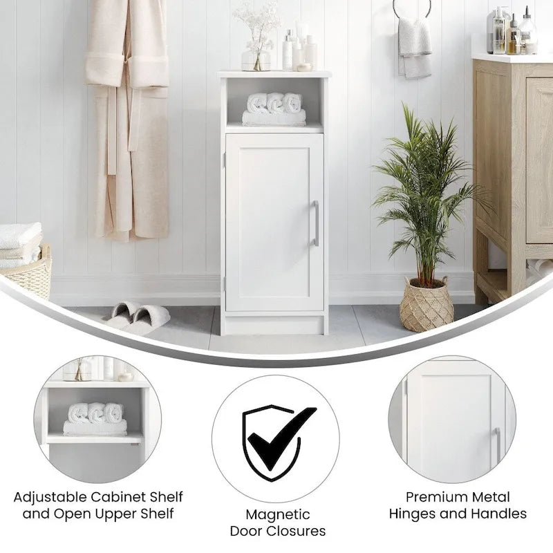 Meuble de rangement organisateur de sol avec porte à fermeture magnétique et étagères