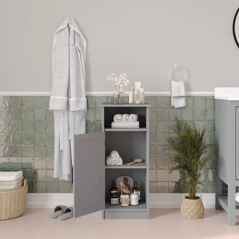 Meuble de rangement organisateur de sol avec porte à fermeture magnétique et étagères