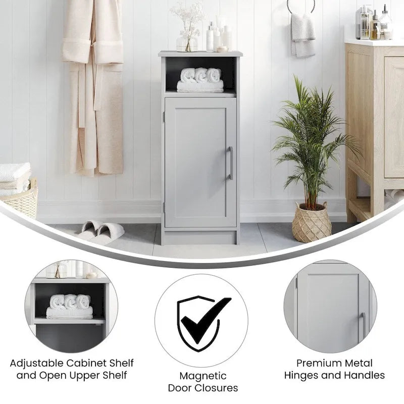 Meuble de rangement organisateur de sol avec porte à fermeture magnétique et étagères