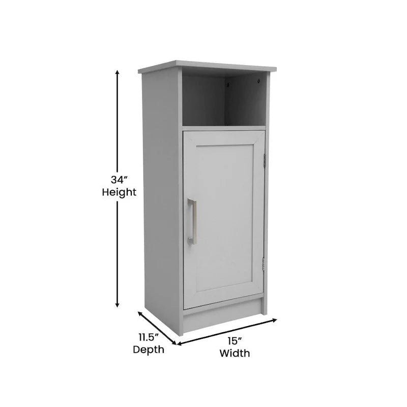 Meuble de rangement organisateur de sol avec porte à fermeture magnétique et étagères