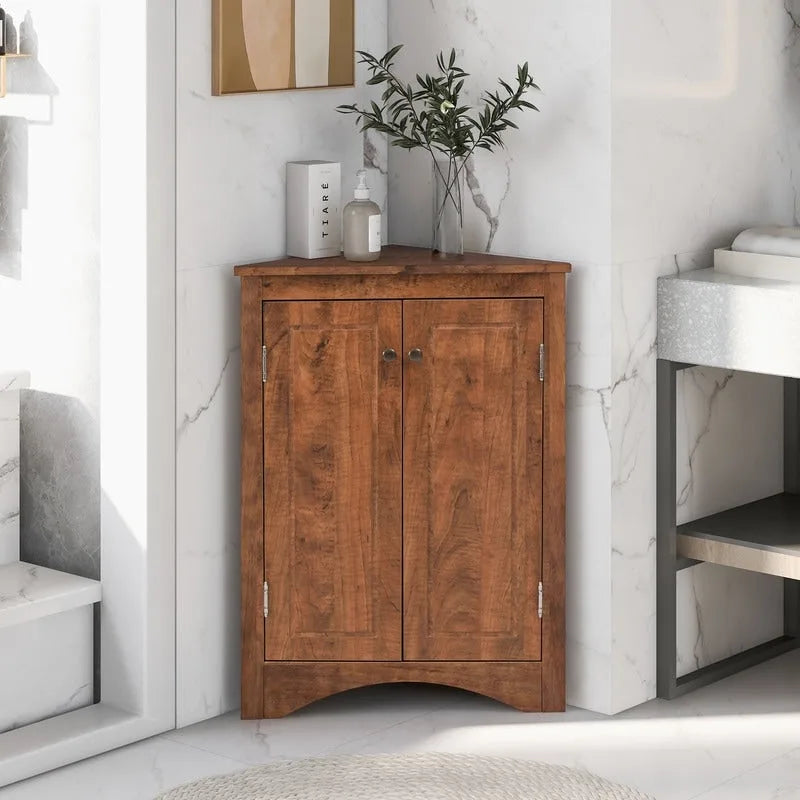 Armoire de rangement triangulaire autonome de salle de bain avec étagères réglables
