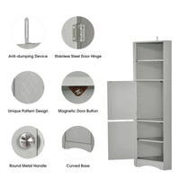 Meuble d'angle haut pour salle de bain, meuble de rangement autoportant avec portes et étagères réglables, panneau MDF