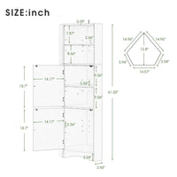 Meuble d'angle haut pour salle de bain, meuble de rangement autoportant avec portes et étagères réglables, panneau MDF