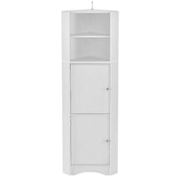 Meuble d'angle haut pour salle de bain, meuble de rangement autoportant avec portes et étagères réglables, panneau MDF