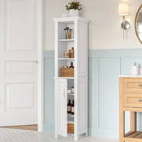 Meuble de rangement haut de salle de bain RiverRidge Somerset à une porte avec étagères ouvertes et réglables - Blanc