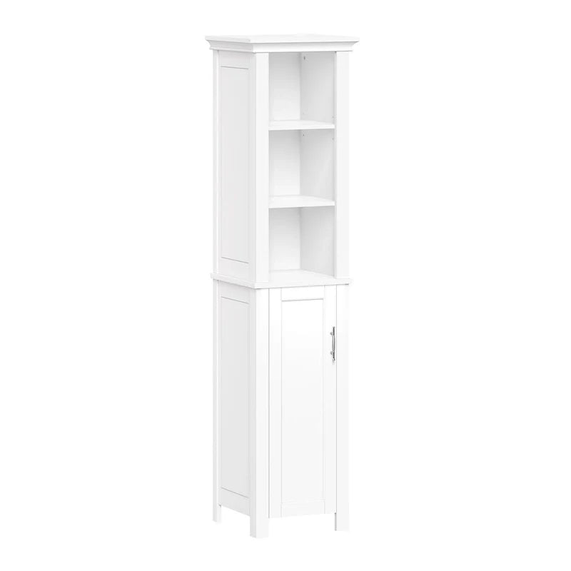 Meuble de rangement haut de salle de bain RiverRidge Somerset à une porte avec étagères ouvertes et réglables - Blanc