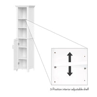 Meuble de rangement haut de salle de bain RiverRidge Somerset à une porte avec étagères ouvertes et réglables - Blanc