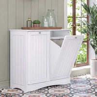 Meuble panier à linge double à abattant RiverRidge Ashland avec sacs de rangement en tissu amovibles - Blanc