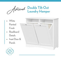 Meuble panier à linge double à abattant RiverRidge Ashland avec sacs de rangement en tissu amovibles - Blanc