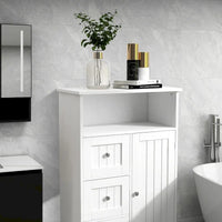 Meuble de rangement de salle de bain blanc autoportant de 23,6 W en bois, meuble de linge