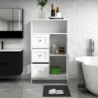 Meuble de rangement de salle de bain blanc autoportant de 23,6 W en bois, meuble de linge