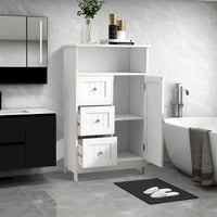 Meuble de rangement de salle de bain blanc autoportant de 23,6 W en bois, meuble de linge