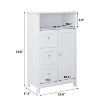 Meuble de rangement de salle de bain blanc autoportant de 23,6 W en bois, meuble de linge