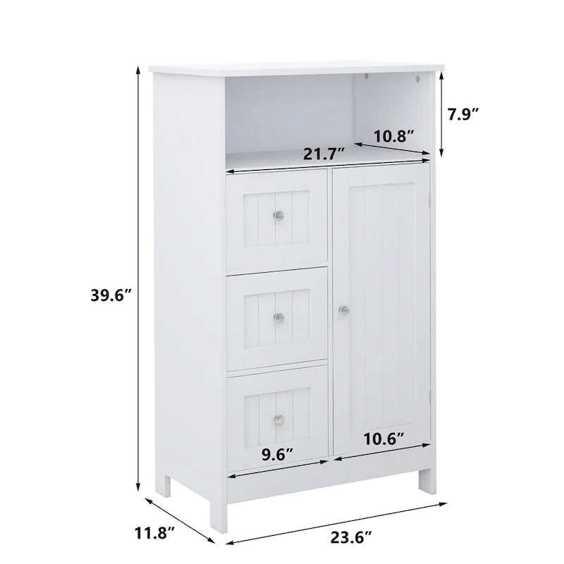 Meuble de rangement de salle de bain blanc autoportant de 23,6 W en bois, meuble de linge