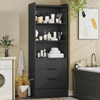 Armoire de rangement de cuisine Bibliothèque 3 tiroirs Étagères ouvertes - N/A