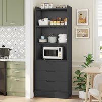 Armoire de rangement de cuisine Bibliothèque 3 tiroirs Étagères ouvertes - N/A