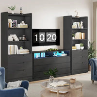 Armoire de rangement de cuisine Bibliothèque 3 tiroirs Étagères ouvertes - N/A