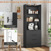Armoire de rangement de cuisine Bibliothèque 3 tiroirs Étagères ouvertes - N/A