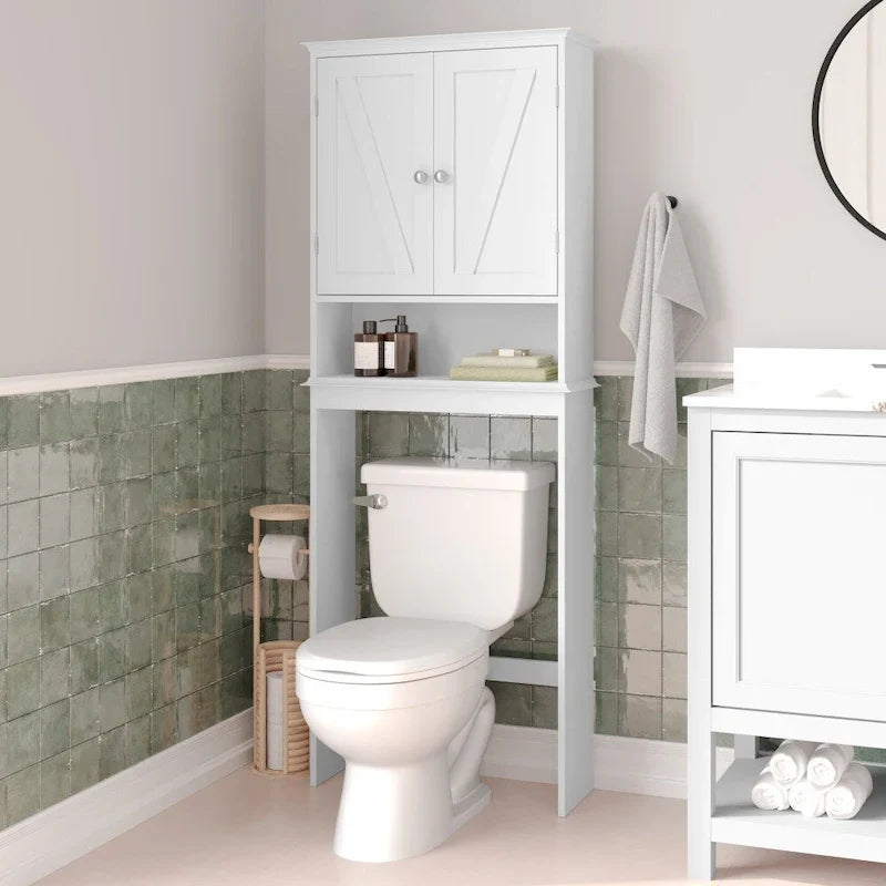 Meuble de rangement pour cabinet de toilette de ferme marron avec 2 étagères