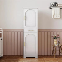 Armoire de rangement haute sur pied pour salle de bain avec 2 portes - 11,81 P x 15,75 l x 66,93 H