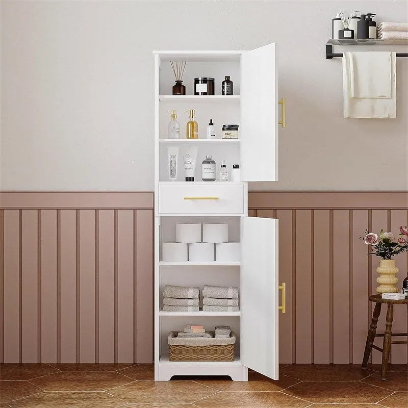 Armoire de rangement haute sur pied pour salle de bain avec 2 portes - 11,81 P x 15,75 l x 66,93 H