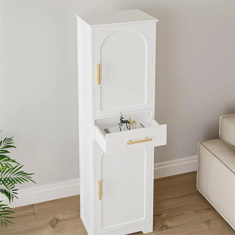 Armoire de rangement haute sur pied pour salle de bain avec 2 portes - 11,81 P x 15,75 l x 66,93 H