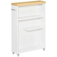 Meuble de salle de bain étroit à roulettes, organisateur de rangement, blanc