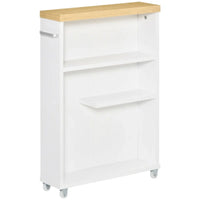 Meuble de salle de bain étroit à roulettes, organisateur de rangement, blanc