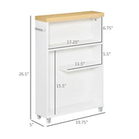 Meuble de salle de bain étroit à roulettes, organisateur de rangement, blanc