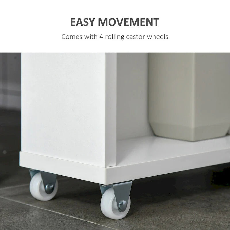 Meuble de salle de bain étroit à roulettes, organisateur de rangement, blanc