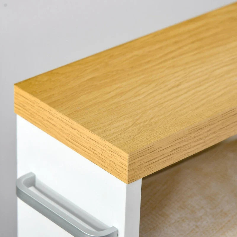 Meuble de salle de bain étroit à roulettes, organisateur de rangement, blanc