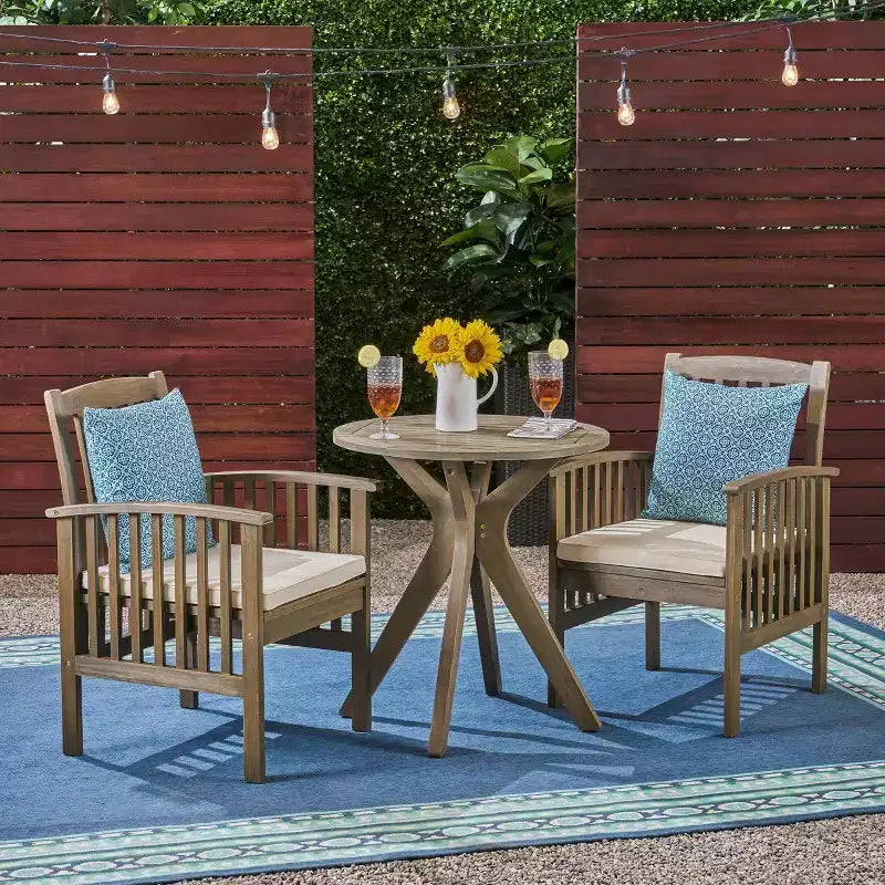 Casa 3pc Acacia X Leg Bistro Dining - Christopher Knight