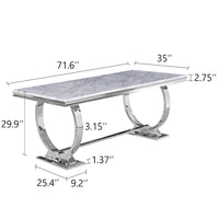 Table de salle à manger moderne avec piètement en U en acier inoxydable