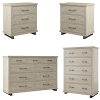Ensemble de chambre à coucher 4 pièces Farmhouse - 2 tables de chevet, 1 commode et 1 chiffonnier