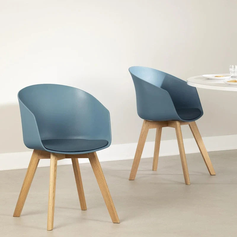 Lot de 2 chaises de salle à manger Flam avec pieds en bois de hêtre