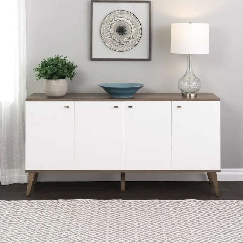 Buffet 4 portes Prepac Milo de style moderne du milieu du siècle - 64 L x 32 H x 16 P