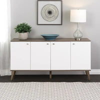 Buffet 4 portes Prepac Milo de style moderne du milieu du siècle - 64 L x 32 H x 16 P