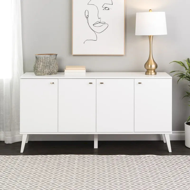 Buffet 4 portes Prepac Milo de style moderne du milieu du siècle - 64 L x 32 H x 16 P