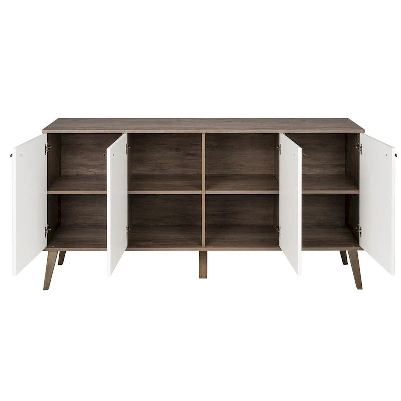 Buffet 4 portes Prepac Milo de style moderne du milieu du siècle - 64 L x 32 H x 16 P