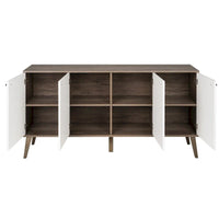 Buffet 4 portes Prepac Milo de style moderne du milieu du siècle - 64 L x 32 H x 16 P