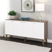 Buffet 4 portes Prepac Milo de style moderne du milieu du siècle - 64 L x 32 H x 16 P