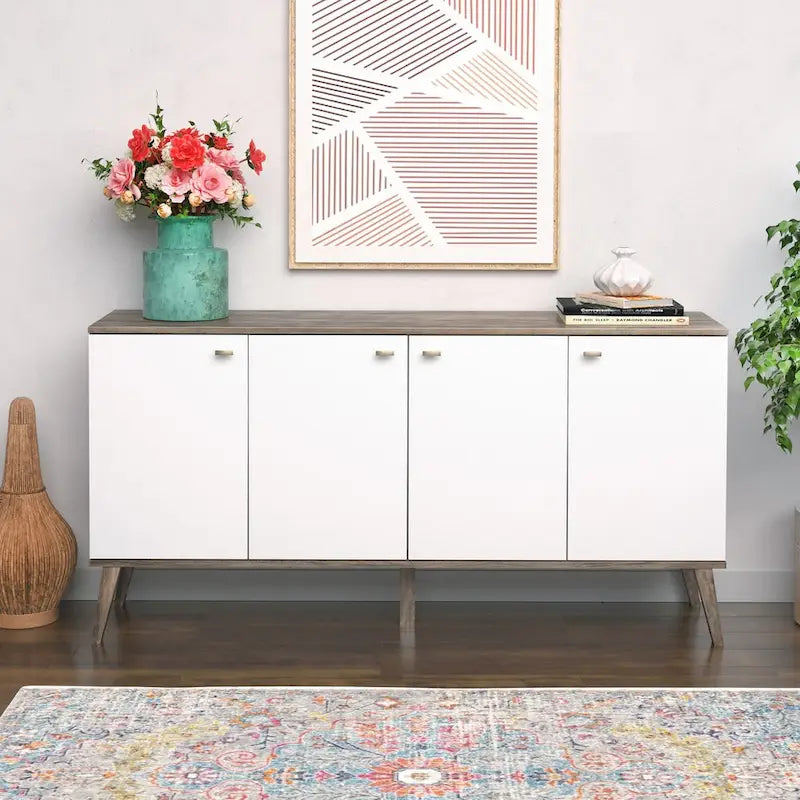 Buffet 4 portes Prepac Milo de style moderne du milieu du siècle - 64 L x 32 H x 16 P