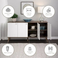 Buffet 4 portes Prepac Milo de style moderne du milieu du siècle - 64 L x 32 H x 16 P