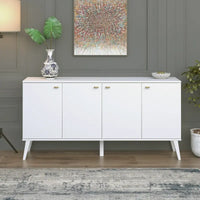 Buffet 4 portes Prepac Milo de style moderne du milieu du siècle - 64 L x 32 H x 16 P