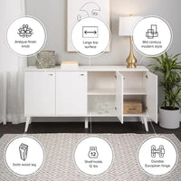 Buffet 4 portes Prepac Milo de style moderne du milieu du siècle - 64 L x 32 H x 16 P