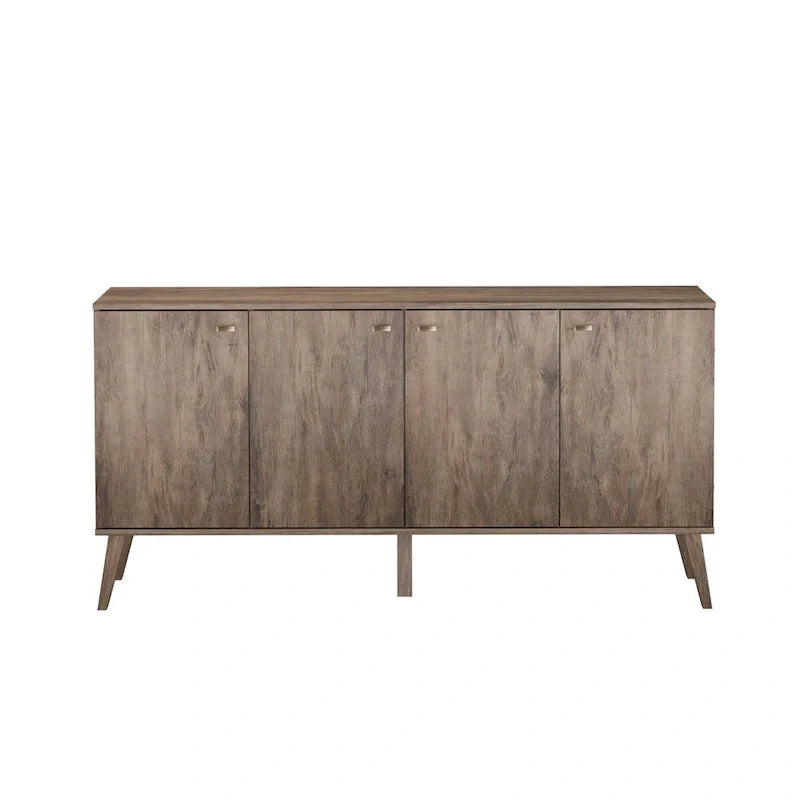 Buffet 4 portes Prepac Milo de style moderne du milieu du siècle - 64 L x 32 H x 16 P