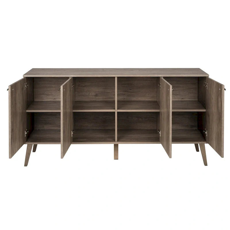 Buffet 4 portes Prepac Milo de style moderne du milieu du siècle - 64 L x 32 H x 16 P