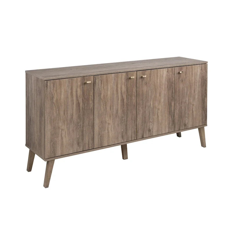 Buffet 4 portes Prepac Milo de style moderne du milieu du siècle - 64 L x 32 H x 16 P