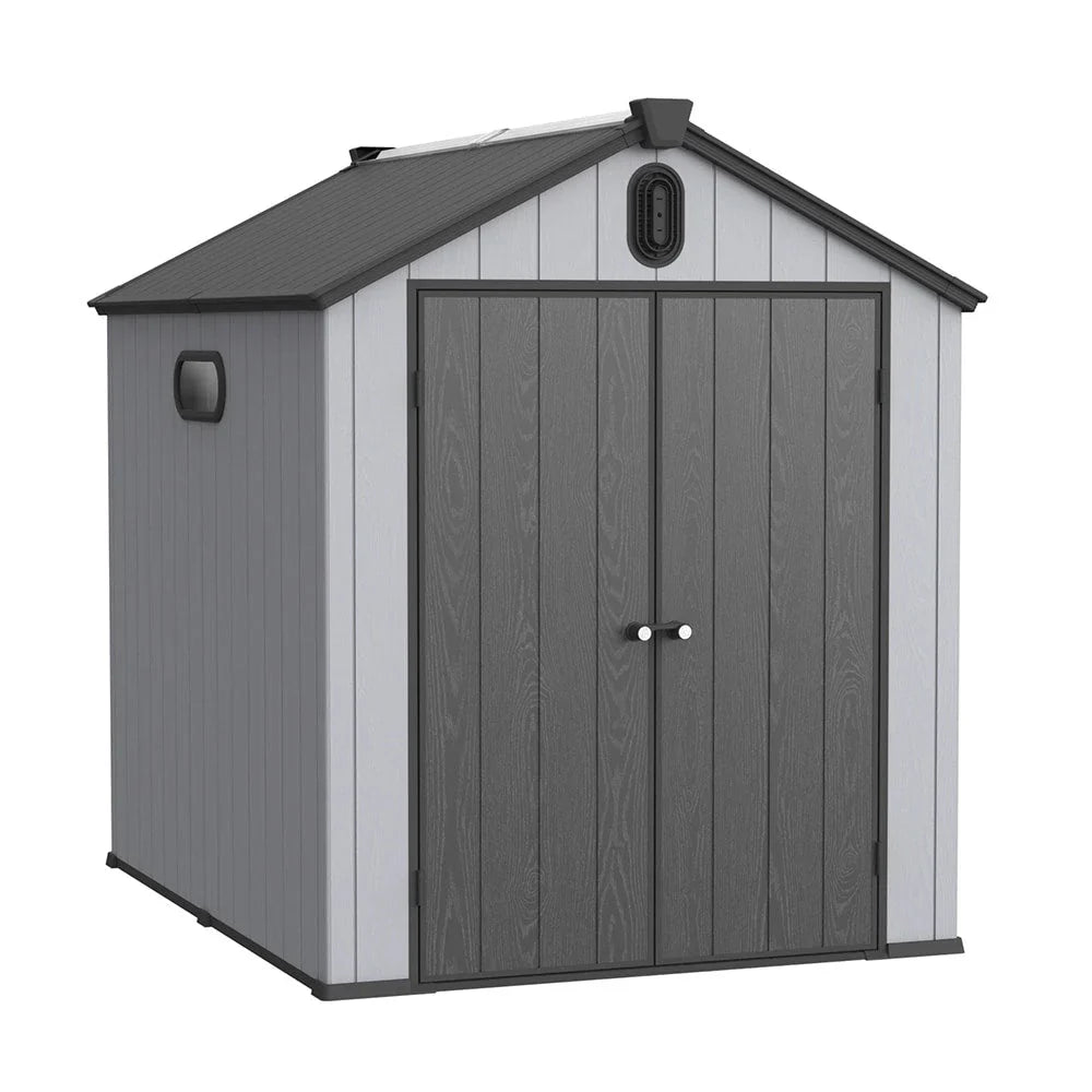 Abri de rangement extérieur en résine tout temps 6 pi x 4 pi/6 pi x 8 pi/8 pi x 6 pi/8 pi x 10 pi avec plancher, abri à outils Spire