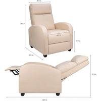 Fauteuil inclinable à dossier basculant en similicuir, marron / noir / gris / kaki / rouge / beige, simple